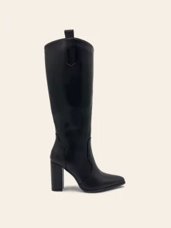 Fashion CASSY Amber - Bottes Noires Minimalistes A Bout Pointu Et Talon Bloc