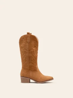 Best Sale CASSY April - Bottes Santiags Camel A Motifs Brodes Style Cowboy