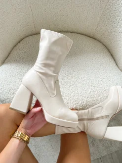 Fashion CASSY Ashley Iii - Bottines Beiges A Plateforme Et Talon Carre