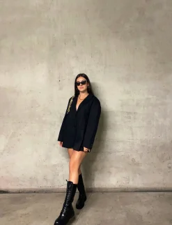 Sale CASSY Bottes Chunky Noires A Lacets