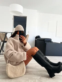 Outlet CASSY Charlie - Bottes Hautes Noires A Insert Elastique