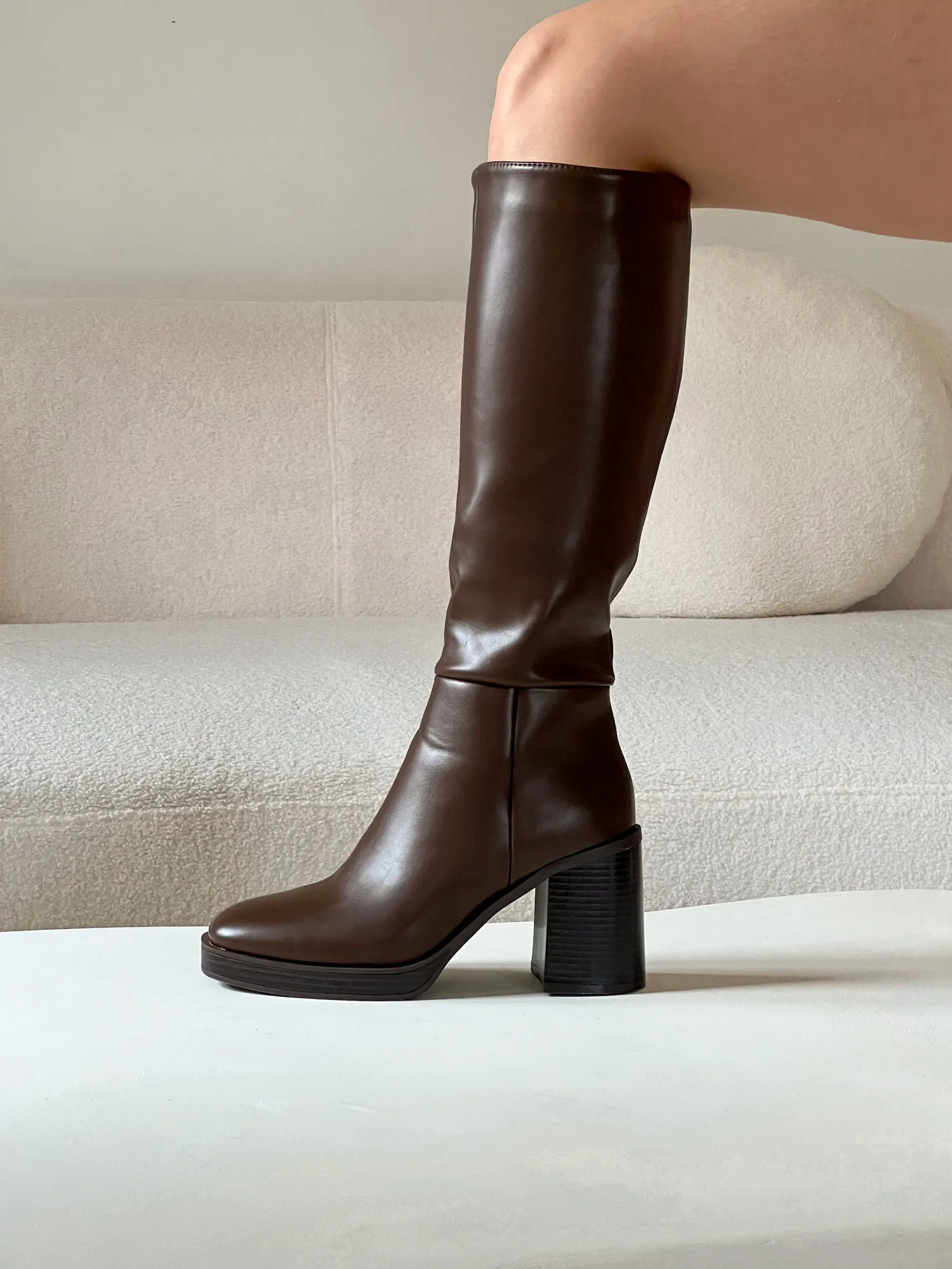 Discount CASSY Emilia - Bottes Marrons A Talon Epais Et Plateforme
