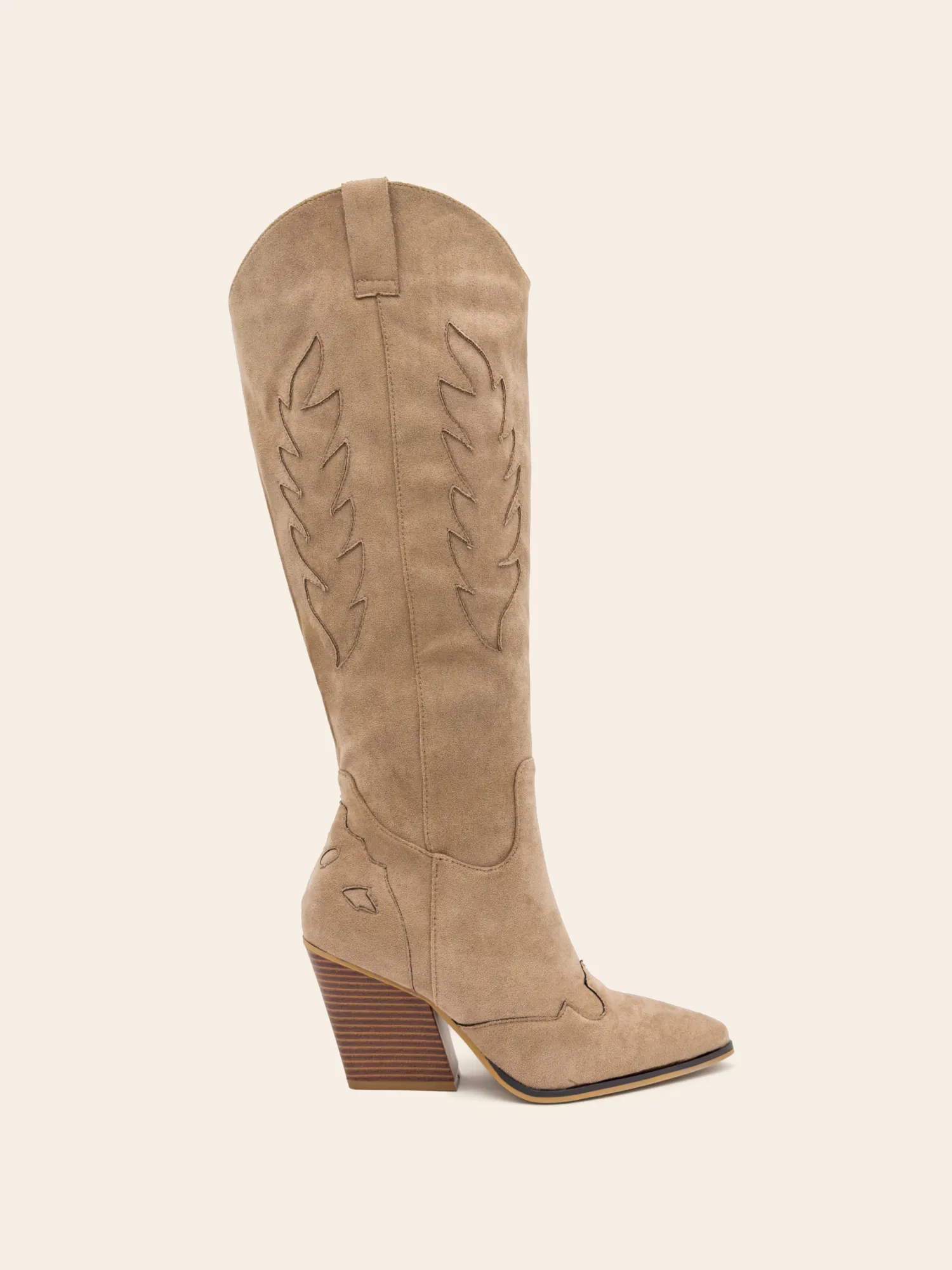 Outlet CASSY Faith - Bottes Santiags A Motif Et Bout Pointu En Suedine Kaki Style Cowboy