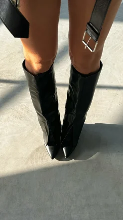 Shop CASSY Grace- Bottes Noires A Talon Bloc Et Bout Pointu