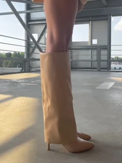 New CASSY Kallie - Bottes Hautes Beiges A Talon Aiguille Et Bout Pointu