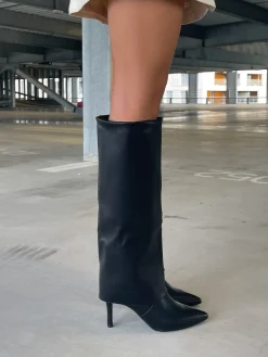 Fashion CASSY Kallie - Bottes Hautes Noires A Talon Aiguille Et Bout Pointu