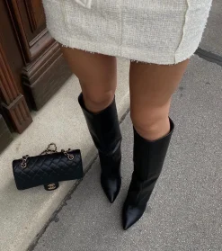 Fashion CASSY Kallie - Bottes Hautes Noires A Talon Aiguille Et Bout Pointu