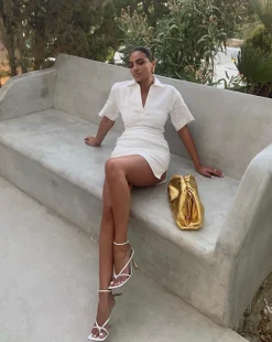 Discount CASSY Lana - Sandales Blanches Style Tong A Bride De Cheville Reglable