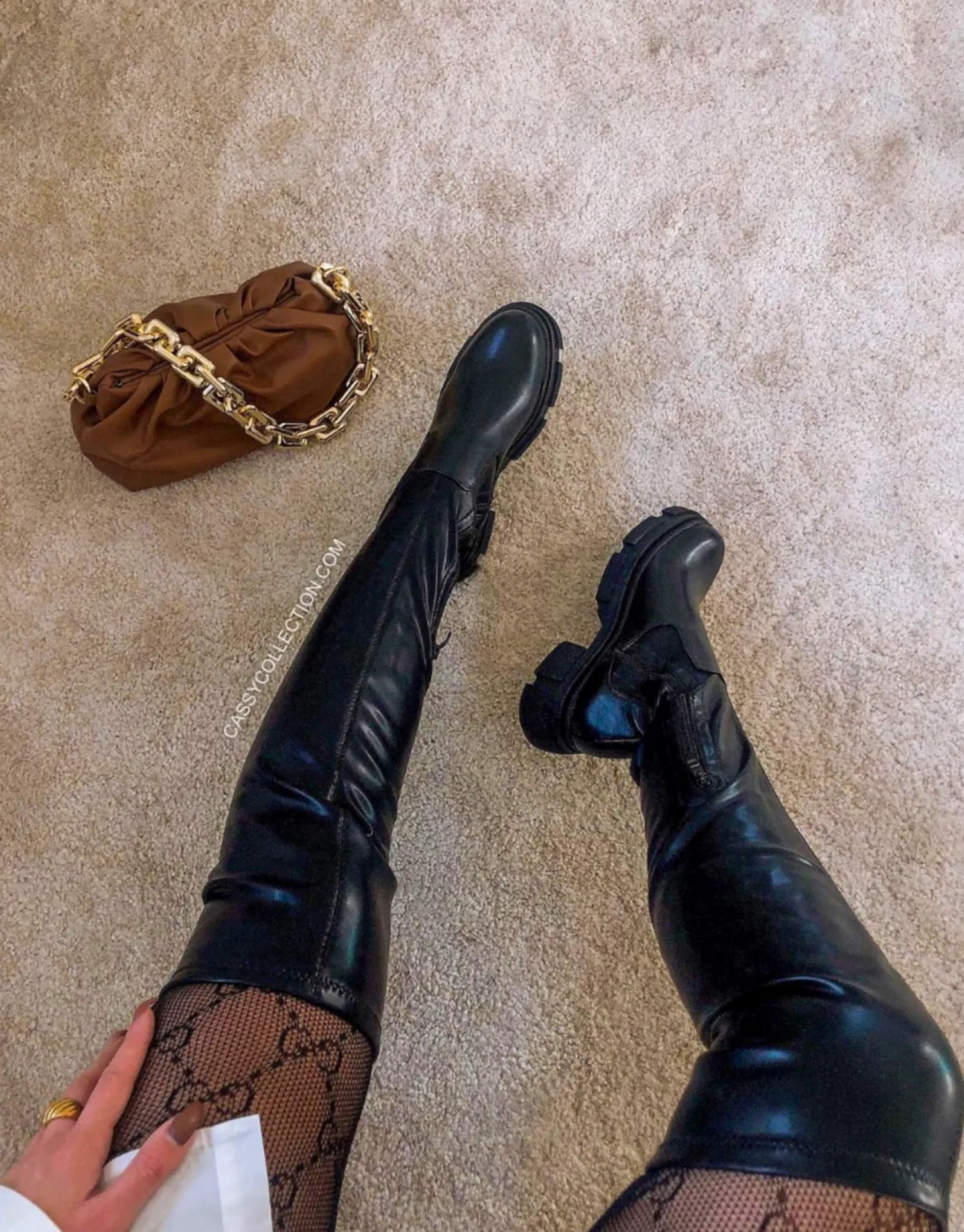 Store CASSY Lexie - Cuissardes En Similicuir Noir A Semelle Crantee