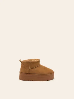 New CASSY Luna - Bottines Courtes En Suedine Camel A Semelle Plateforme