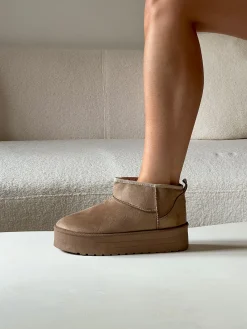 New CASSY Luna - Bottines Courtes En Suedine Kaki A Semelle Plateforme