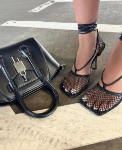 Outlet CASSY Maylee - Sandales En Filet A Talon Et Lanieres A La Cheville