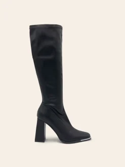 Shop CASSY Mila - Bottes Noires A Bout Carre Detail Argente