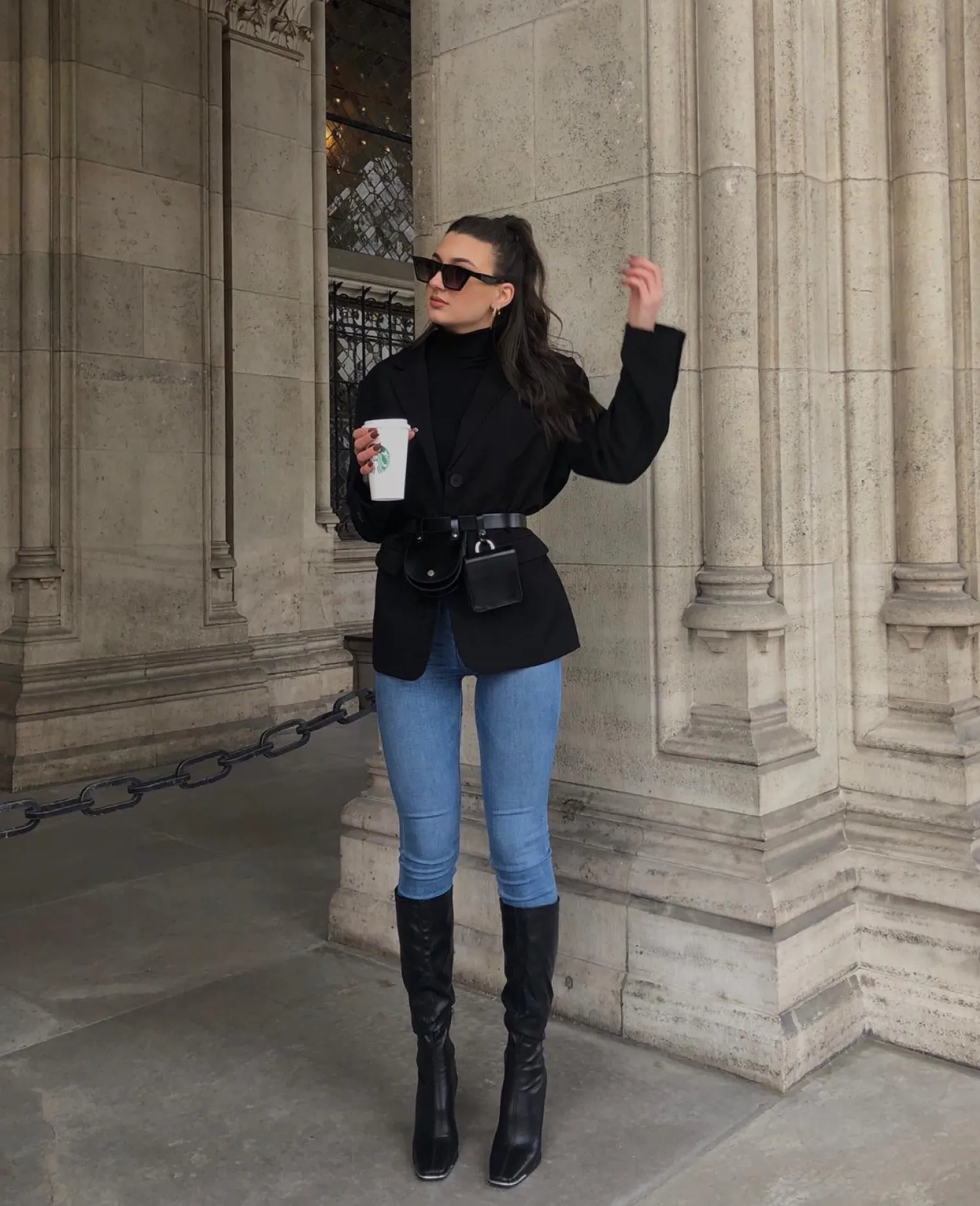 Shop CASSY Mila - Bottes Noires A Bout Carre Detail Argente