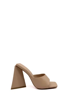 Sale CASSY Mules Beiges A Bout Carre Et Talon Triangulaire