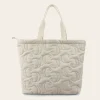 Clearance CASSY Sac Cabas Tote Matelasse A Double Initiale Brodee - Creme