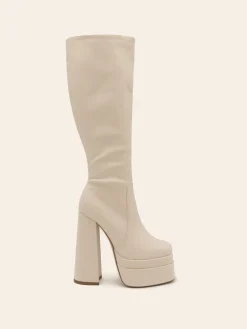 Hot CASSY Stella Ii - Bottes Beiges A Plateforme En Simili Cuir Souple
